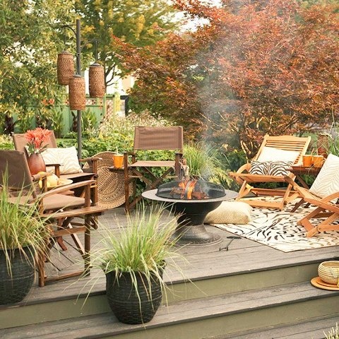 During Fall your patio would look cozy no matter what especially if you have a fire bowl there.