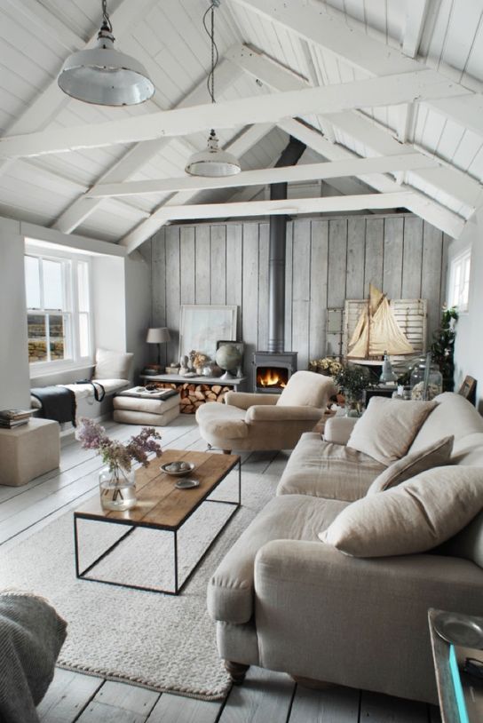 Cozy living room designs with exposed wooden beams  12