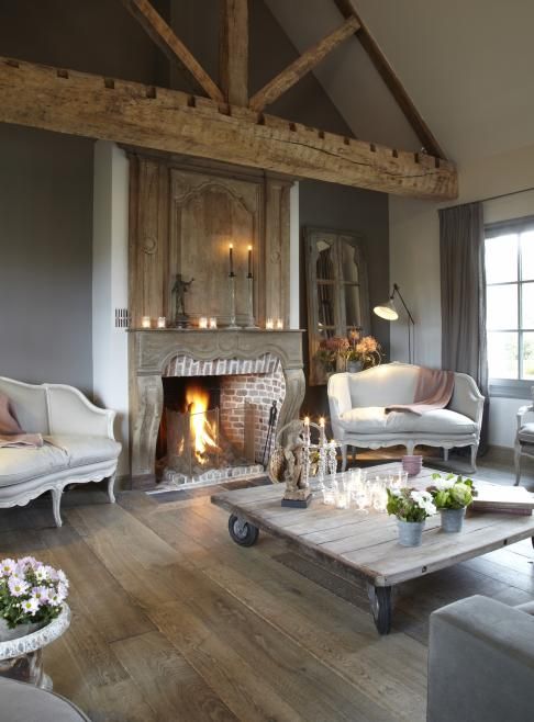 Cozy living room designs with exposed wooden beams  13