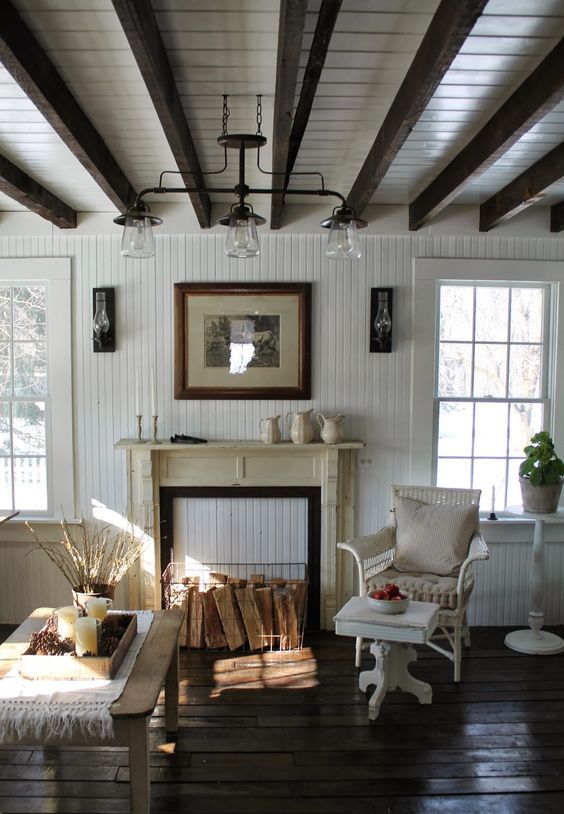 Cozy living room designs with exposed wooden beams  24