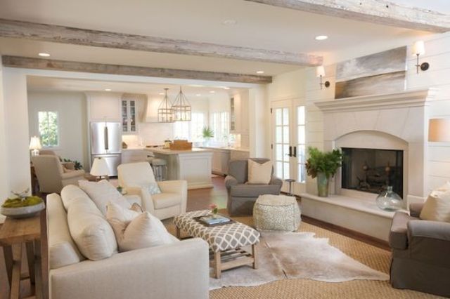 Cozy living room designs with exposed wooden beams  4