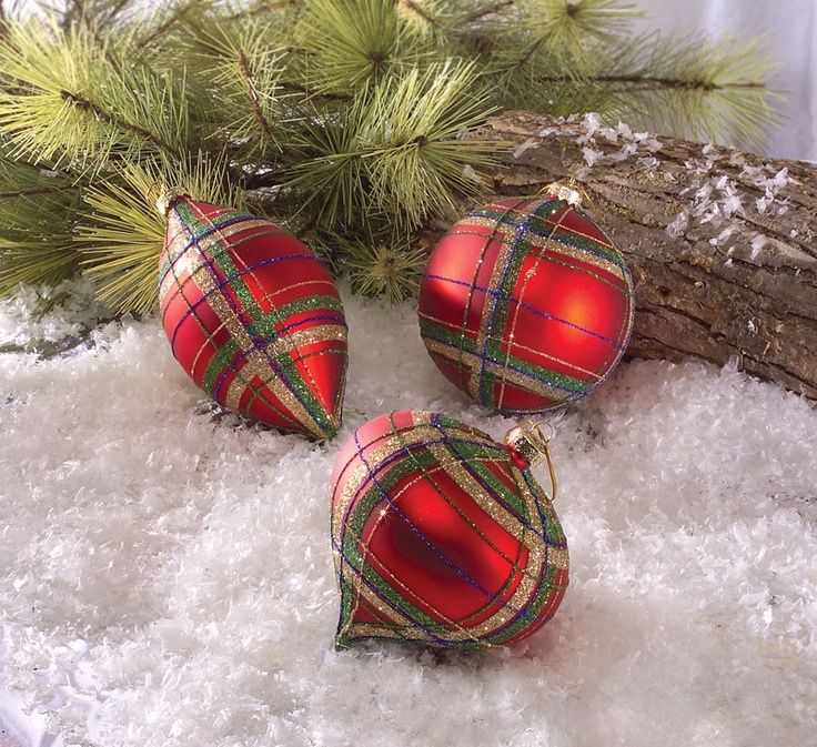 Plaid Christmas ornaments are always a good idea for the holidays   style your Christmas tree, mantel, window with them