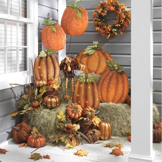 There are so many beautiful ways to use faux pumpkins in fall and thanksgiving displays. You just need to choose which you like the most.