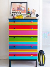 a colorful IKEA dresser hack