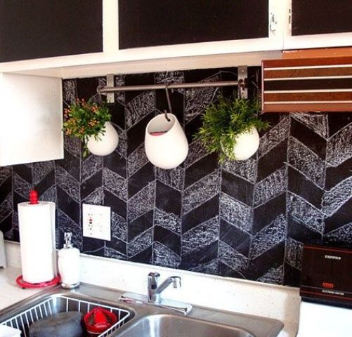 a chalkboard backsplash is a piece for creativity and it's functional, renovating it won't take much time or money