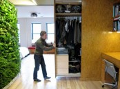 a whole closet hidden in the wall and retracted when needed is a cool idea for small homes – you won’t need a separate room