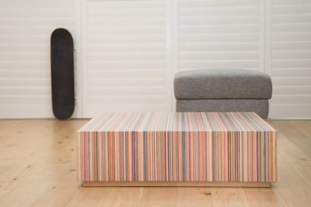 Creative coffee table from upcycled skateboard decks  1