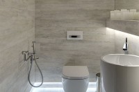 built-in ceiling lights are great even for a small bathroom, they don’t take any space and are always cool