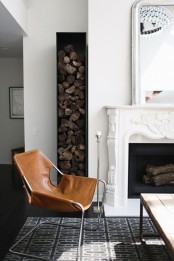 an elegant space with a vintage fireplace and a small and narrow niche by it is a lovely and stylish idea with a modern feel
