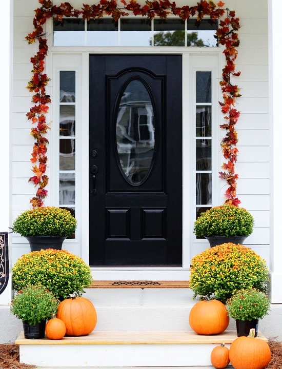A leaf garland above the door is the most simple piece of fall decor you could make.