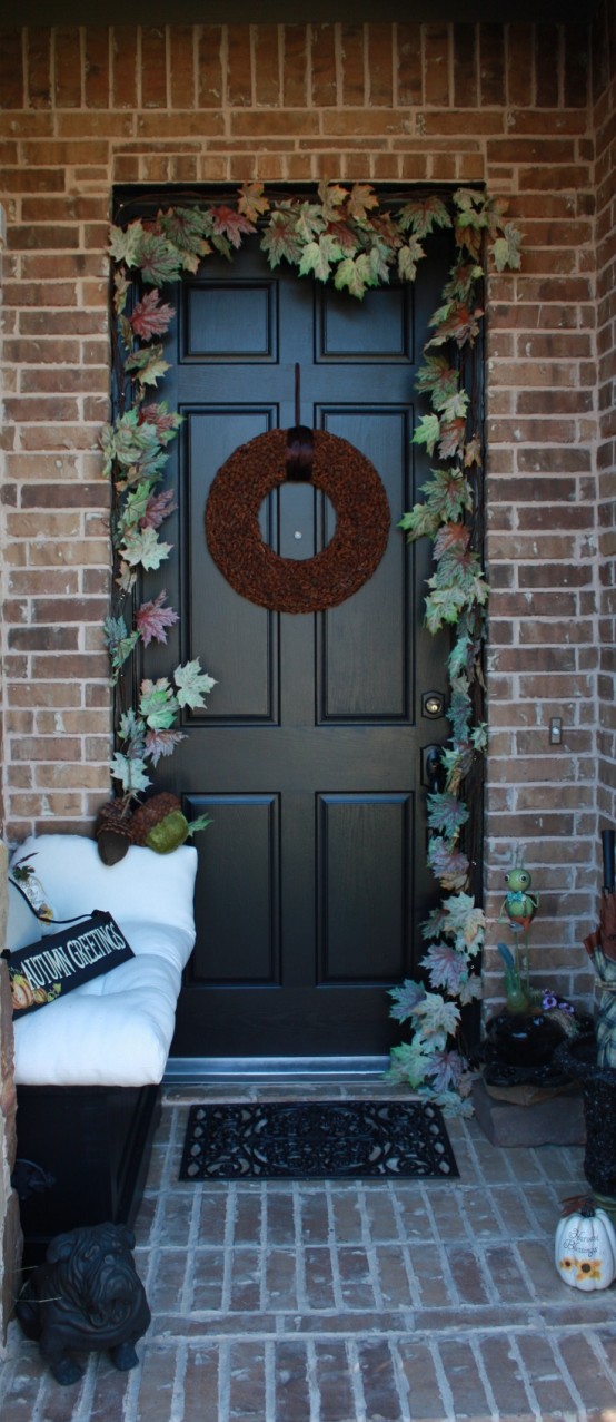 Faux leaves are perfect to make a garland over your front door.