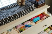 a simple dresser that doubles as a changing table is a comfy organization idea that won’t take much space