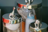 some sheer glass jars with lids will help you organize the small stuff that you have