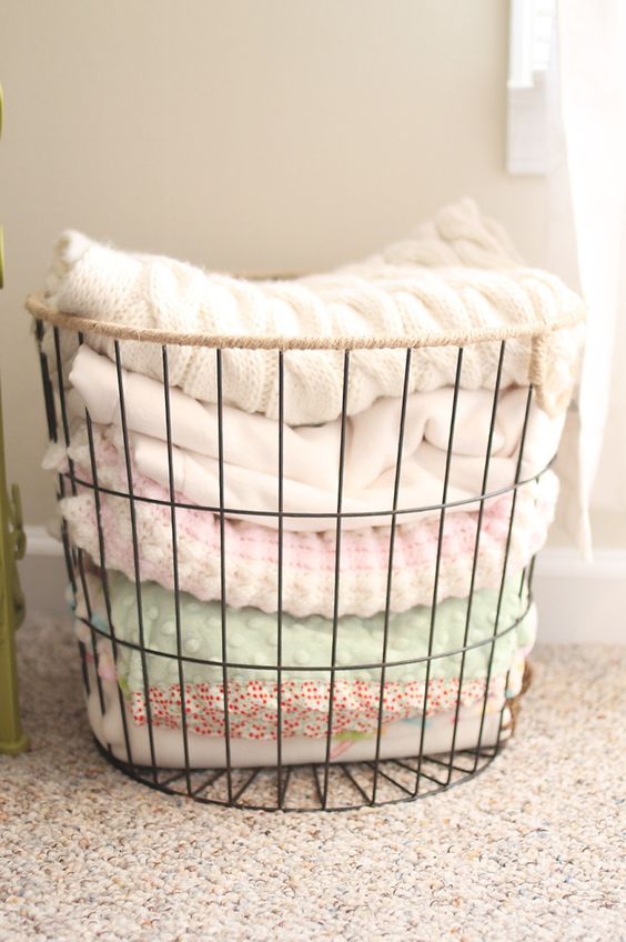 a wire basket is ideal for storing textiles, towels and other stuff, which isn't very small