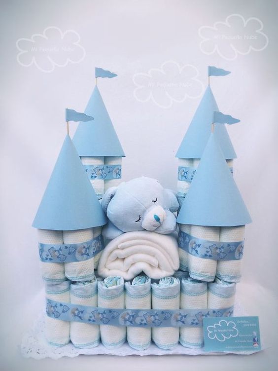 diapers house decoration for a boy baby shower
