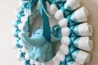 diapers wreath for a boy baby shower