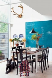 Dining Area With A Virant Wall Chalkboard