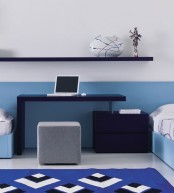 Domino Blue Desk With Drawers