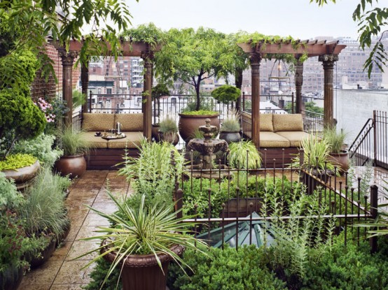 Eastern Style Rooftop Terrace Of A New York Duplex