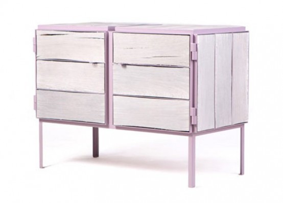 Eco-Friendly Lavender Dresser Of Newspaper Wood