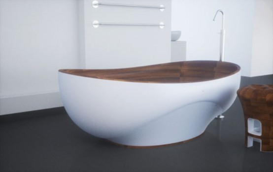Elegant Bathroom Appliances And Furniture With Wooden Inserts by Kashani