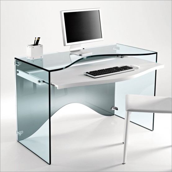 Elegant Transparent Glass Desk – Strata By Tonelli