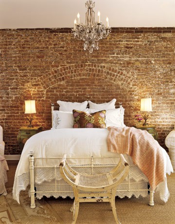 The rustic nature of the brick walls could provide a daring and unique look to any room.