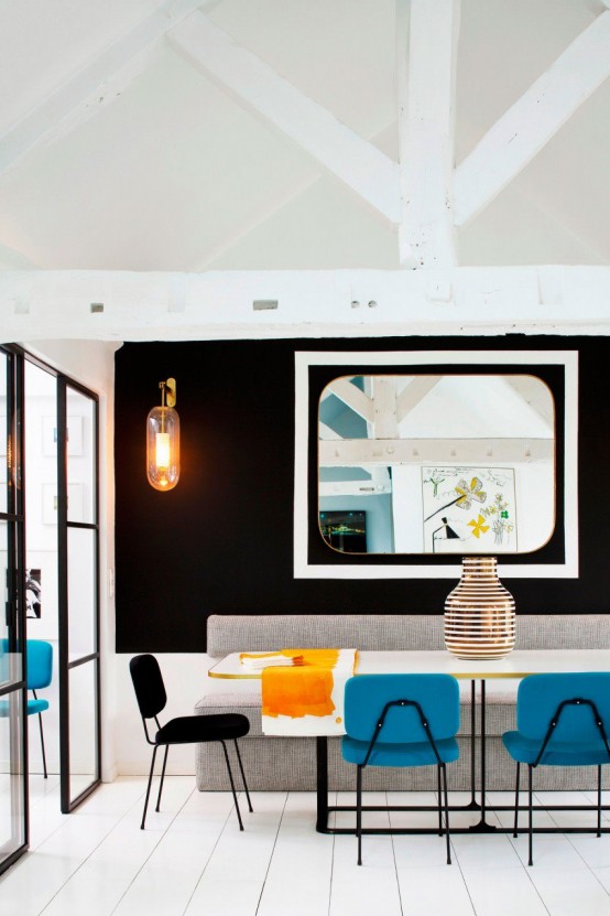 Eye Catchy Black And White Apartment With Bold Accents