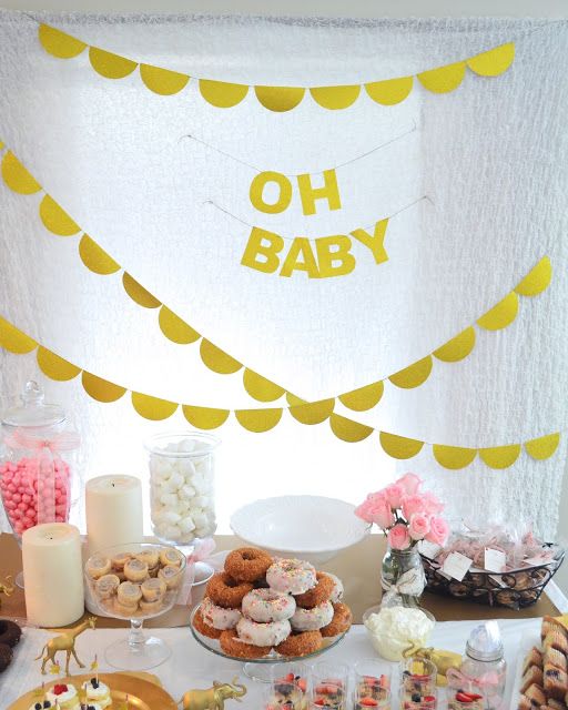 Eye catchy dessert table for a modern baby shower