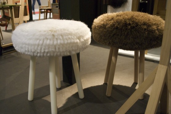 Cozy Stools Made Of Fibers, Horsehair and Wood