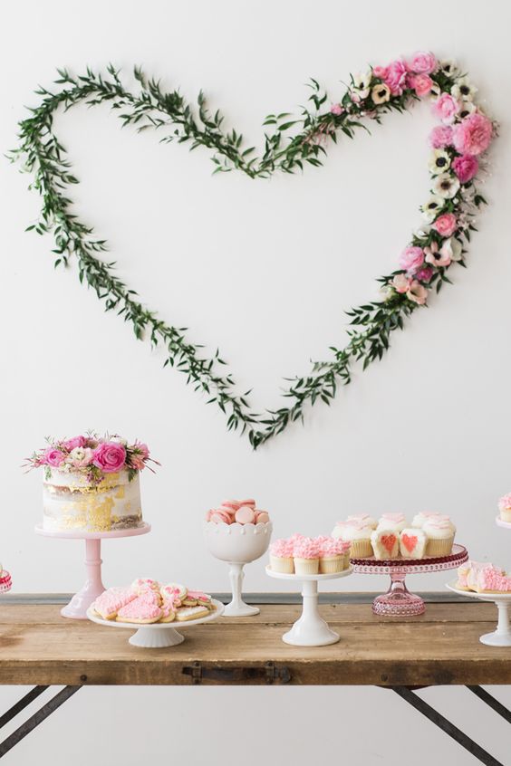 floral girlish dessert table for a modern baby shower