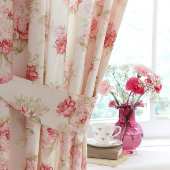 delicate pink floral curtains will make your space timelessly chic and beautiful and will add a subtle touch of color