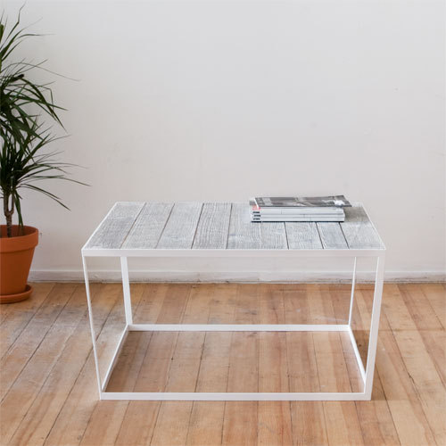 Modern Coffee Table With White and Black Sandblasted Oak Top