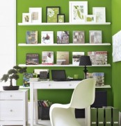 paint the walls in your home office green or use some removable wallpaper in such shades for a spring feel