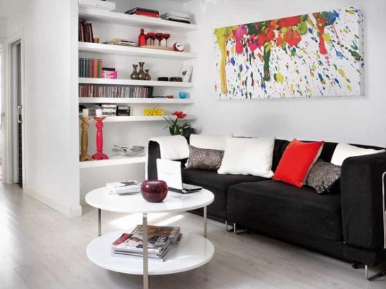 Functional Black White Red Small Apartment