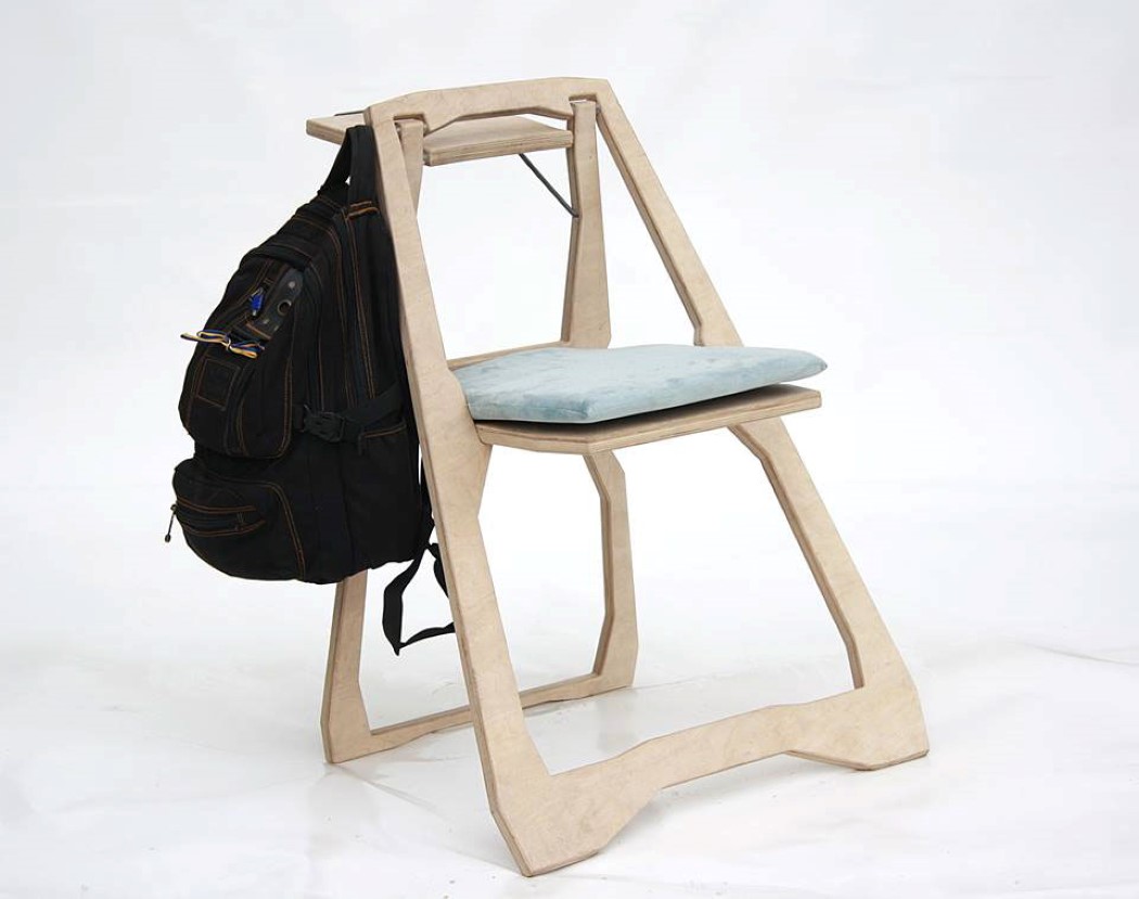 Functional sleek chair of a flat sheet of wood  2