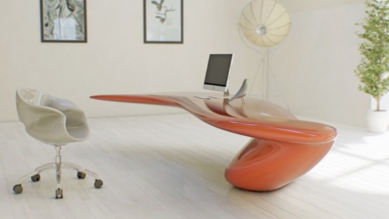 Futuristic Bright Office Desk Of Acryl