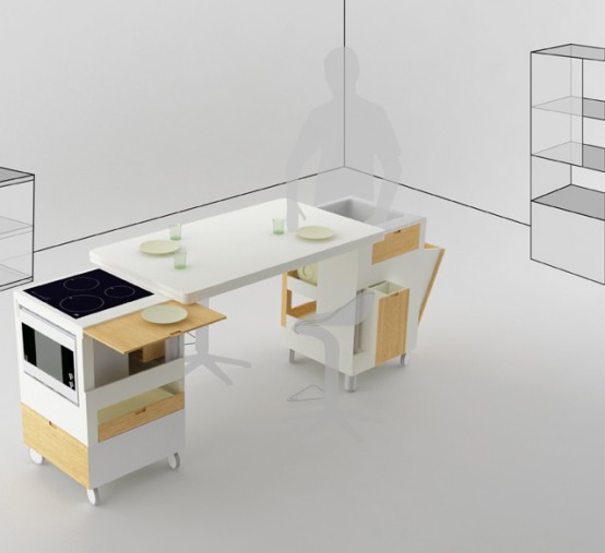 Futuristic Kitchen Concept for Small Room Layout – Rubica by Lodovico Bernardi