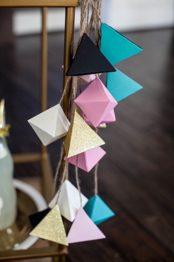 geometric decorations for a modern baby shower