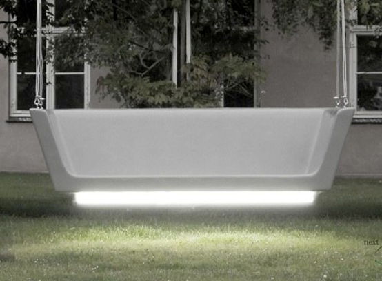 Hanging Glowing Bench for Modern Outdoor Areas