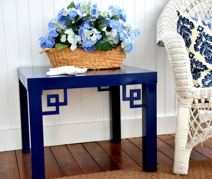An IKEA Lack table hacked in navy and with a couple of classic details is a lovely idea for a vintage inspired and chic space