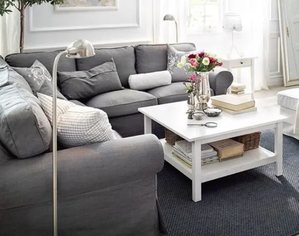 grey IKEA Ektorp sofa for a modern living room