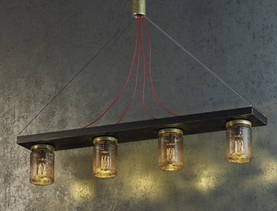 Grungy Industrial Jar Lamp For Mens Caves