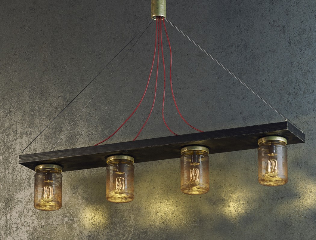 Grungy Industrial Jar Lamp For Mens Caves