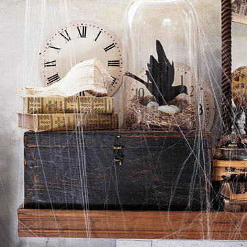 Cobwebs are easy touches to finish off any Halloween display.