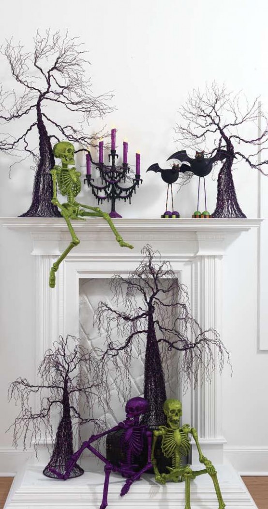 Spray painted skeleton figures might become a great way to add a personal touch to your Halloween decorations.