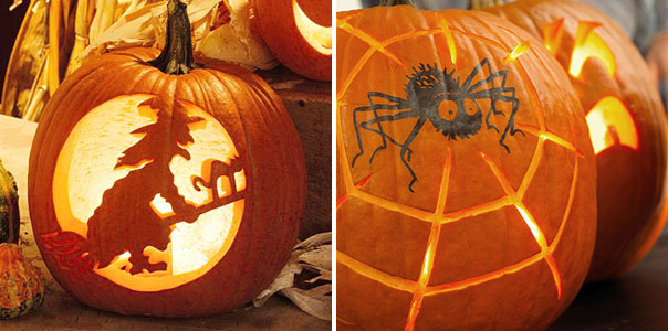 Spook your trick-or-treaters, neighbors and guests with a creepy spider decal or carving.