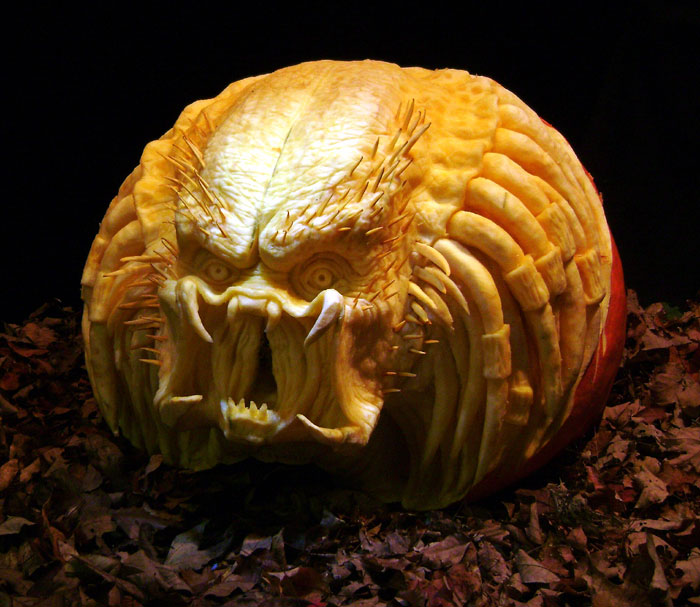 The predator pumpkin design would be perfect for those who still remember the movie.