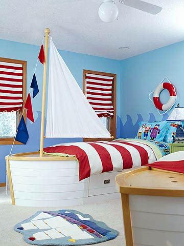 Sailing theme is perfect for a 4 years old boy room.