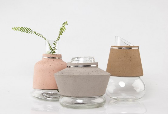 Harmonious Combo: 100% Sand Vases From Glass, Sand And Concrete